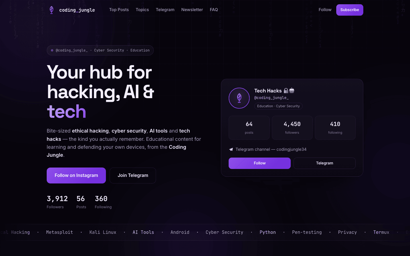 coding jungle — Your hub for hacking, AI & tech.